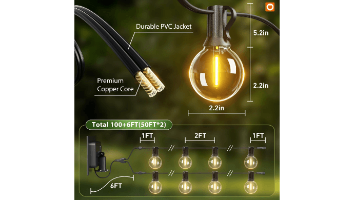 addlon 100FT 54LED Solar String Lights Outdoor Waterproof with Remote, USB thumbnail 4