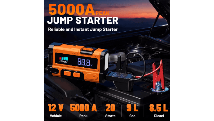 Car Battery Jump Starter - 70% off 5000A 12V Portable Lithium Jump Box thumbnail 2