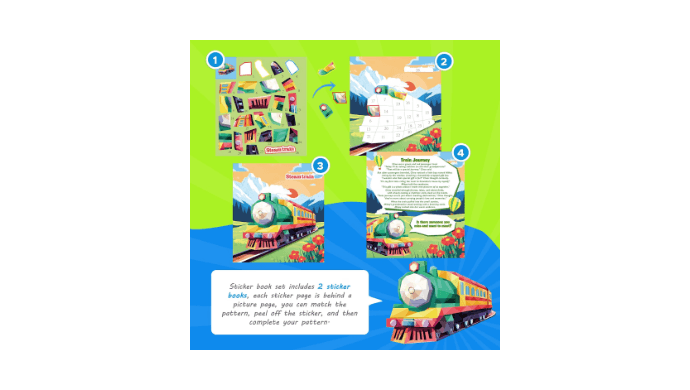 2PCS Paint by Number Sticker Book - Kids Crafts & Acitivity Puzzles Book for Ages 4-10,Mess-Free Travel Toys for Road Trip & Airplane,Perfect Gifts & Basket Stuffers for Kids thumbnail 4
