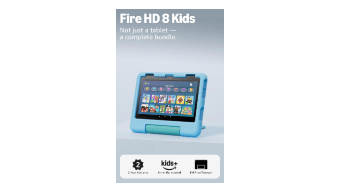 Amazon Fire HD 8 Kids tablet, ages 3-7 | 4GB memory, includes ad-free and exclusive content, parental controls and 13-hr battery, 64GB, Blue, (2024 release) thumbnail 1