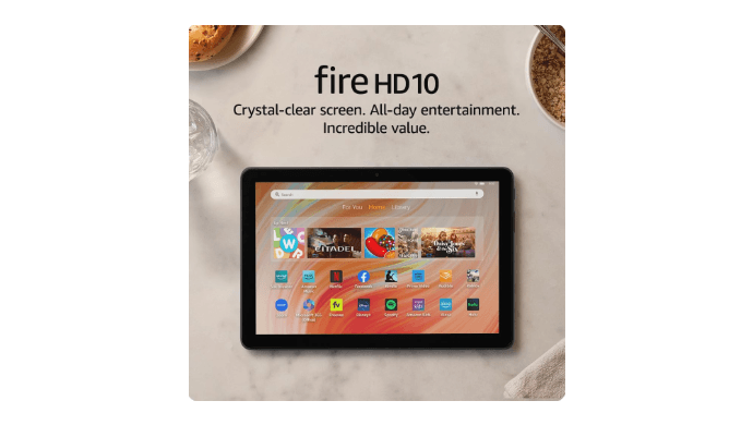 Amazon Fire HD 10 tablet, built for relaxation, 10.1" vibrant Full HD screen, octa-core processor, 4 GB RAM, 32 GB, Black thumbnail 1