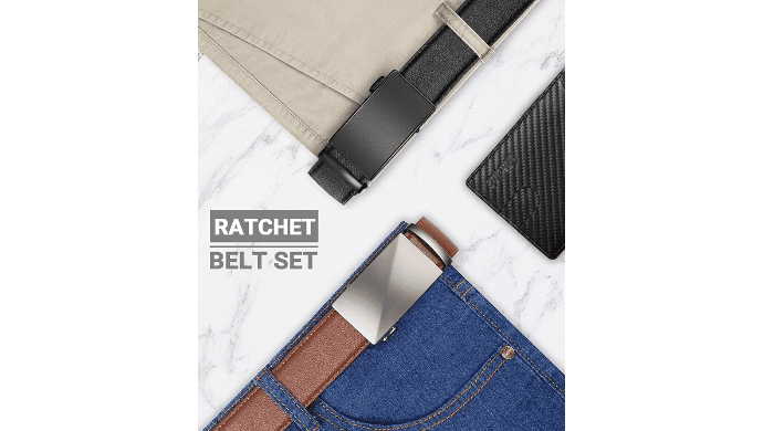 Zitahli Leather Ratchet Belt for Men - 2 Pack Mens belt,Customizable Fit thumbnail 3