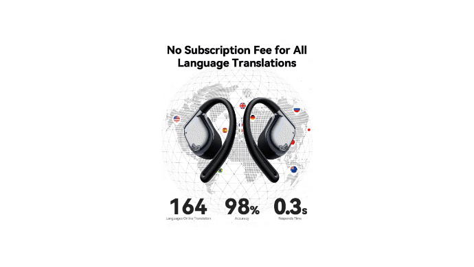 AI Translation Earbuds Real Time 164 Languages Translator Ear Buds 90H Playtime Bluetooth Translating Earbuds with LED Display Audifonos Traductores Inglés Español for Travel Business Learning Black thumbnail 2
