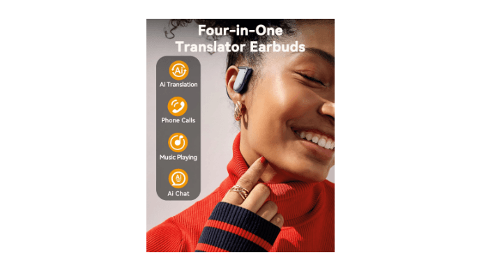 AI Translation Earbuds Real Time 164 Languages Translator Ear Buds 90H Playtime Bluetooth Translating Earbuds with LED Display Audifonos Traductores Inglés Español for Travel Business Learning Black thumbnail 5