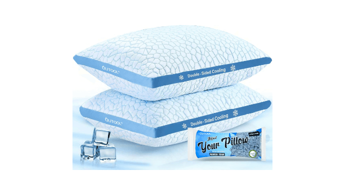 QUTOOL Double Sided Cooling Pillow for Hot Sleepers, Shredded Memory Foam Pillows Standard Size Set of 2, Adjustable Soft & Firm Gel Bed Pillow for Side, Back, Stomach Sleepers thumbnail 1