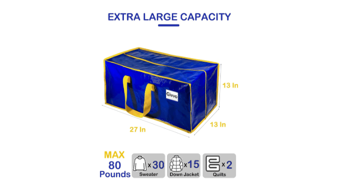 Upgraded Moving Bags Heavy Duty Extra Large Waterproof Storage Bags for Clothes Dark Blue 4P thumbnail 2