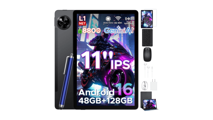 P11 11 Inch Tablet, Android 16 with Gemini AI, 90Hz Display, Black thumbnail 1