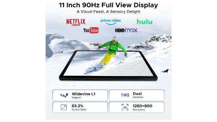 P11 11 Inch Tablet, Android 16 with Gemini AI, 90Hz Display, Black thumbnail 3