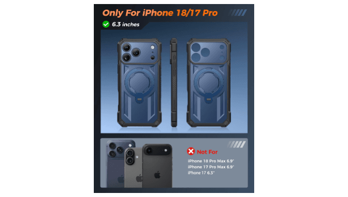FNTCASE for iPhone 18 Pro/iPhone 17 Pro Case with 360 Spin Magnetic Stand thumbnail 2