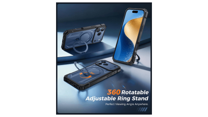 FNTCASE for iPhone 18 Pro/iPhone 17 Pro Case with 360 Spin Magnetic Stand thumbnail 4