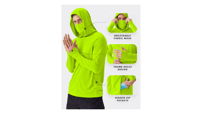 PINSPARK UPF 50+ Sun Hoodie Long Sleeve Fishing Shirts for Men with Mask thumbnail 4