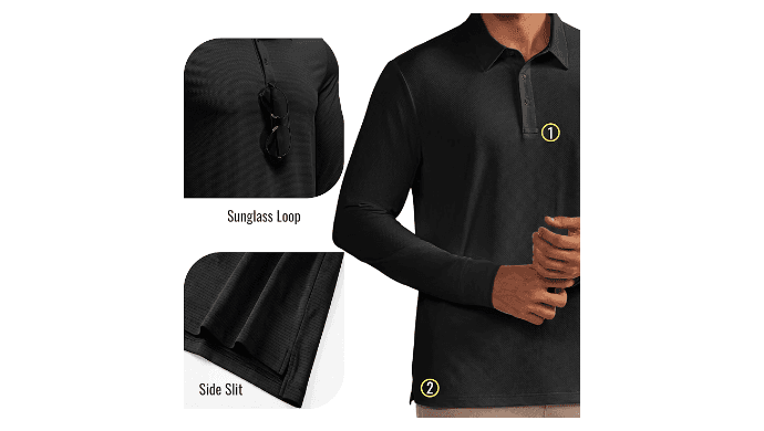 PINSPARK Men's Polo Shirts Long Sleeve Golf Shirts UPF 50+ Collared Shirt thumbnail 4