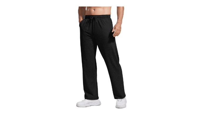 PINSPARK Men's Sweatpants Open Bottom Loose Fit Lounge Pants with Pockets thumbnail 1