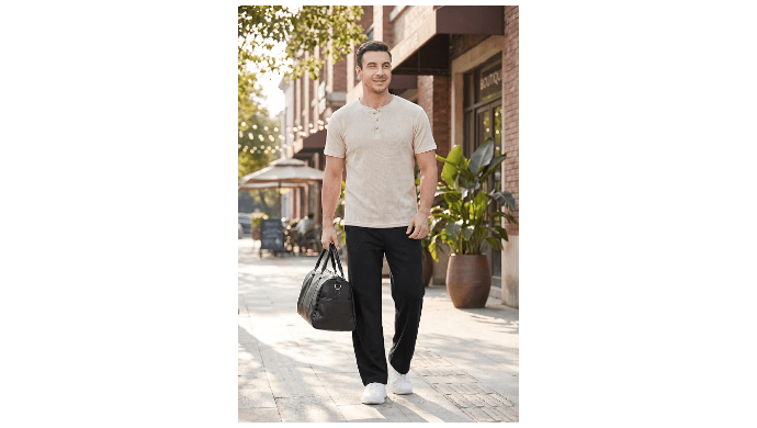 PINSPARK Men's Sweatpants Open Bottom Loose Fit Lounge Pants with Pockets thumbnail 3