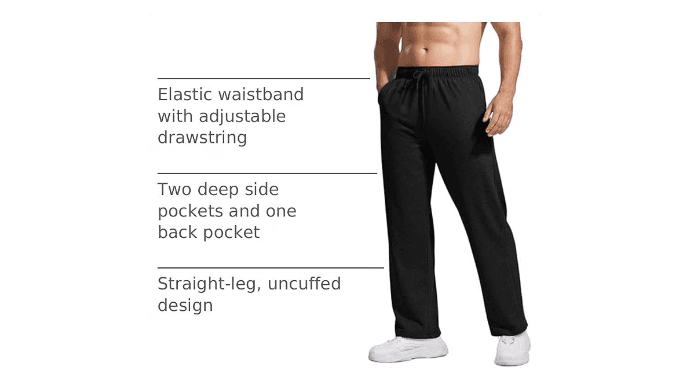PINSPARK Men's Sweatpants Open Bottom Loose Fit Lounge Pants with Pockets thumbnail 4