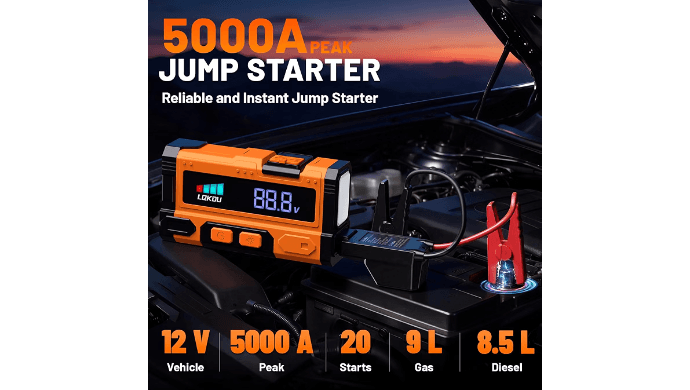 Car Battery Jump Starter - 5000A 12V Portable Lithium Jump Box thumbnail 2