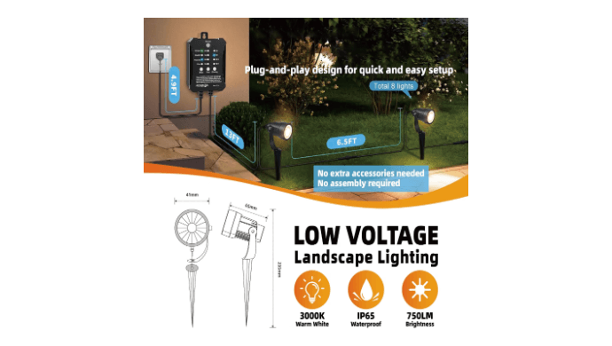 8Pack 5W Landscape Lighting Kit with Transformer thumbnail 2