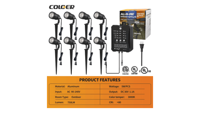 8Pack 5W Landscape Lighting Kit with Transformer thumbnail 4