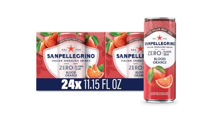Sanpellegrino Zero Sugar Blood Orange Sparkling Soda, 24 Pack thumbnail 1