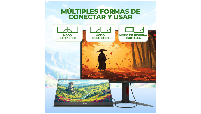 AOC 16" Portable Monitor FHD 60Hz USB-C IPS Ultra Slim Smart Cover 16T20 thumbnail 5