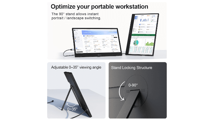 Portable Monitor 15.6" FHD HDR IPS Travel Laptop Screen Extender thumbnail 4