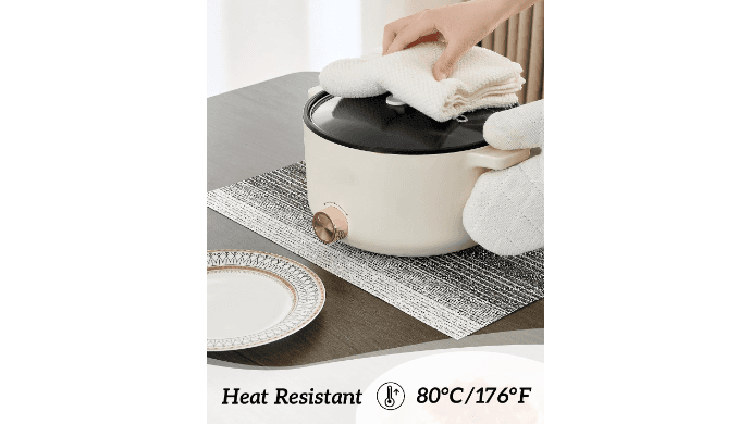 Leetaltree Woven Vinyl Placemats Set of 8,Black& White thumbnail 2