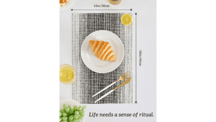 Leetaltree Woven Vinyl Placemats Set of 8,Black& White thumbnail 3