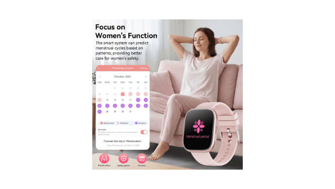 Mingdaln 7 Bands Gift Set Smart Watches Fits for Android iPhone , [1.85" AMOLED Screen] Smartwatch for women，Fitness Tracker Ip68 Waterproof with Bluetooth Calls, AI Control, 7 Days Battery，Pink thumbnail 4