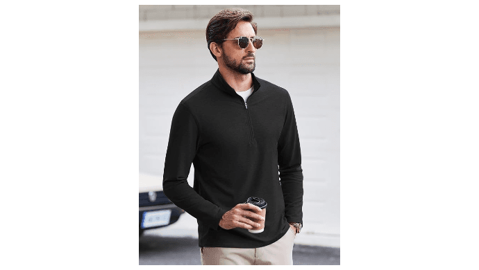PINSPARK Mens Quarter Zip Pullover Lightweight Sweatshirt Mock Neck Shirts thumbnail 3