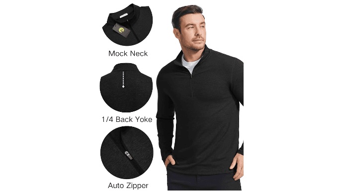 PINSPARK Mens Quarter Zip Pullover Lightweight Sweatshirt Mock Neck Shirts thumbnail 4
