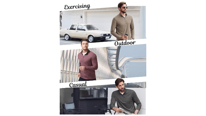 PINSPARK Mens Quarter Zip Pullover Lightweight Sweatshirt Mock Neck Shirts thumbnail 5