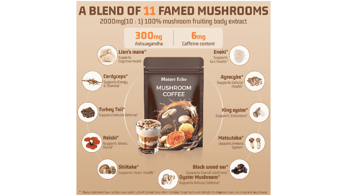 11 in 1 Mushroom Coffee with Ashwagandha,Instant Coffee for Energy, Focus thumbnail 4