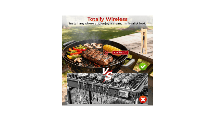 Smart Wireless Meat Thermometer with Probe, App Connected Digital BBQ Thermometer, Waterproof Probe, Long Range Real-Time Monitoring for Grill, Oven, Smoker, Steak, Chicken & Turkey thumbnail 5
