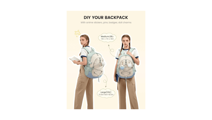 LOVEVOOK School Backpack for Teen Girls Ages 8-16, Cute Kids Travel Backpack with Chest Strap, Waterproof Student Bookbag Purse, Back to School Backpacks Fits 15.6 Inch Laptop & 40oz Tumbler thumbnail 4