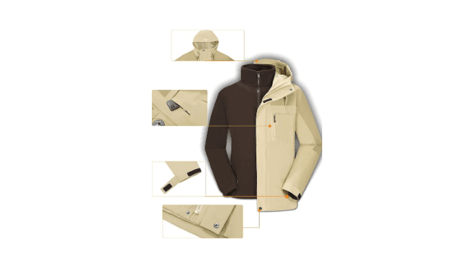 CAMELSPORTS Men's Mountain Ski Jacket 3 in 1 Waterproof Winter Jacket Warm Snow Jacket Hooded Rain Coat Windproof Winter Coat thumbnail 3