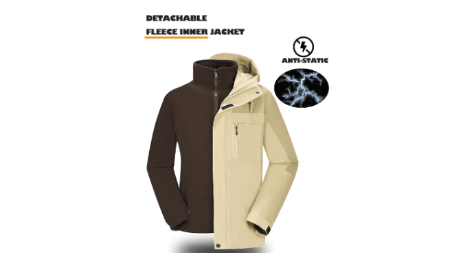 CAMELSPORTS Men's Mountain Ski Jacket 3 in 1 Waterproof Winter Jacket Warm Snow Jacket Hooded Rain Coat Windproof Winter Coat thumbnail 4