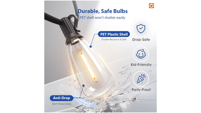 addlon 100FT Outdoor String Lights ST38 LED with Remote Waterproof Dimmable thumbnail 4