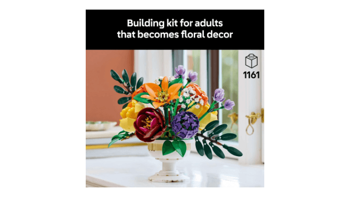 LEGO Botanicals Flower Arrangement Artificial Flowers Building Set - Decor for Table Display - Gift for Birthdays - Unique Bouquet for Adults, Ages 18+ - 10345 thumbnail 2