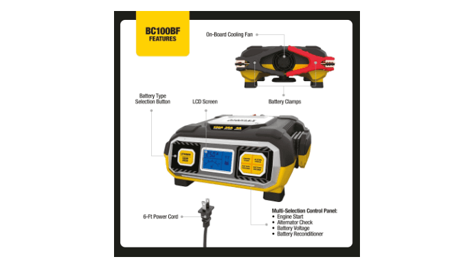 Stanley BC100BF 100 Amp Battery Charger for Vehicles thumbnail 2