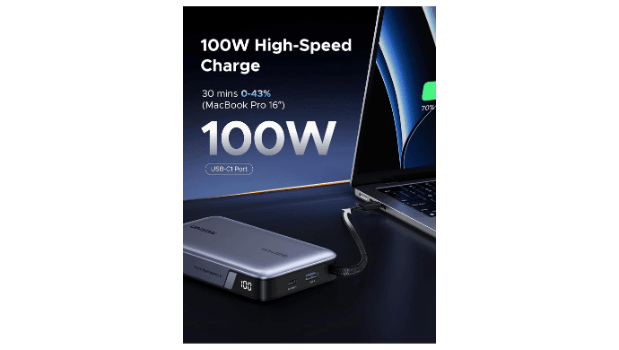 UGREEN Nexode 20000mAh 145W Built-in USB-C Power Bank thumbnail 3
