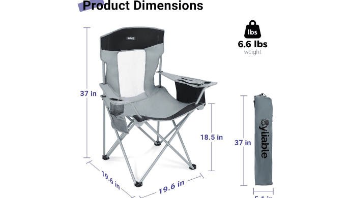 Folding Camping Chairs, Portable Lightweight Lawn Camp Chair, Gray thumbnail 3