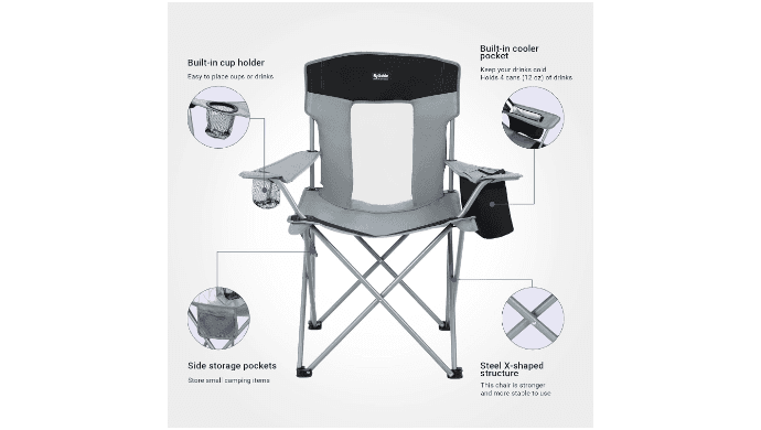 Folding Camping Chairs, Portable Lightweight Lawn Camp Chair, Gray thumbnail 4
