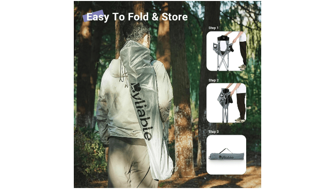 Folding Camping Chairs, Portable Lightweight Lawn Camp Chair, Gray thumbnail 5