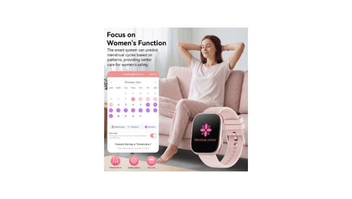 Mingdaln 7 Bands Gift Set Smart Watches Fits for Android iPhone , [1.85" AMOLED Screen] Smartwatch for women，Fitness Tracker Ip68 Waterproof with Bluetooth Calls, AI Control, 7 Days Battery，Pink thumbnail 4