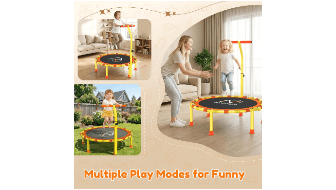 ANCHEER 38'' Kids Trampoline, Foldable Toddler Mini Trampoline with Handle thumbnail 3