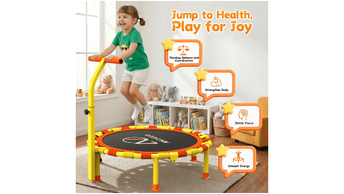 ANCHEER 38'' Kids Trampoline, Foldable Toddler Mini Trampoline with Handle thumbnail 4
