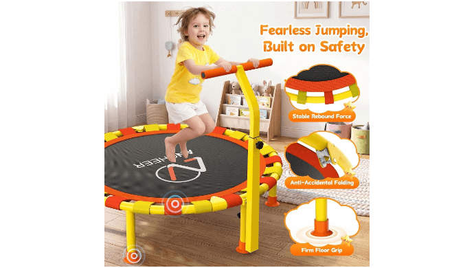 ANCHEER 38'' Kids Trampoline, Foldable Toddler Mini Trampoline with Handle thumbnail 5