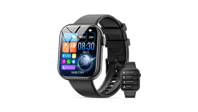 Mingdaln 1.85" HD Men Women's Smart watch，with Answer Make Calls/120+Sports Modes/10 Days Standby, IP68 Waterproof Fitness Tracker fits for Android Iphone Devices,perfect gift （ Black）