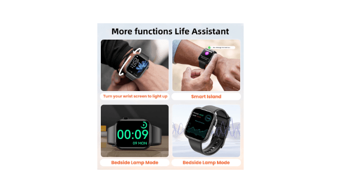 Mingdaln 1.85" HD Men Women's Smart watch，with Answer Make Calls/120+Sports Modes/10 Days Standby, IP68 Waterproof Fitness Tracker fits for Android Iphone Devices,perfect gift （ Black） thumbnail 2