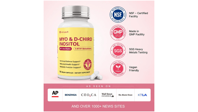 Myo-Inositol & D-Chiro Inositol 40:1 Hormone Balance, 120 Vegan Capsules thumbnail 3